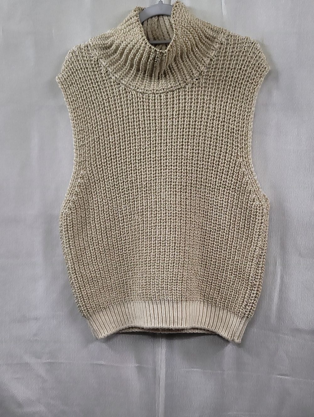 Pilcro Nwt Chunky Knit Turtleneck Sweater Vest in Cream Size XL